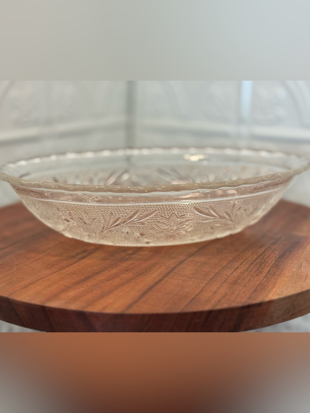 Vintage Anchor Hocking Clear Glass-Floral Pattern